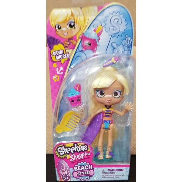 Shopkins Shoppies Sandi Shores mit Modeaccessoires und exklusiver Figur