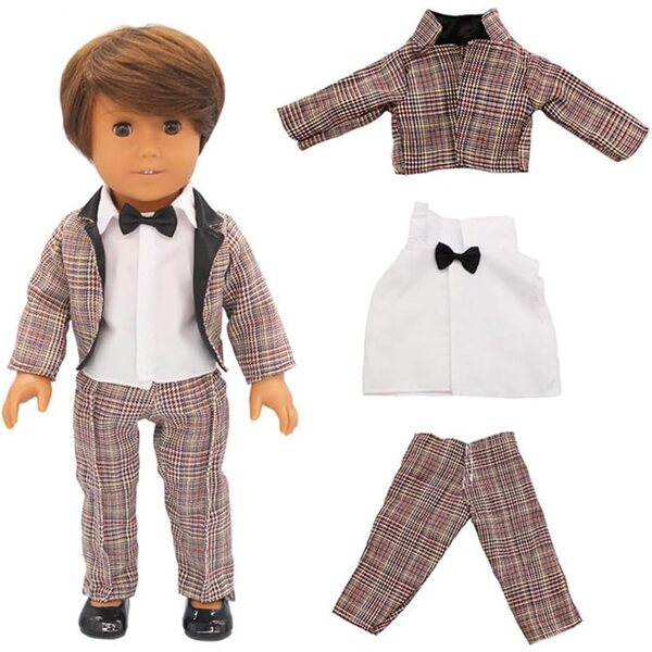 18-Zoll-Kleidungsset für amerikanische Puppen – Mantel, Hemd, Hose, Accessoires, 3-teilig