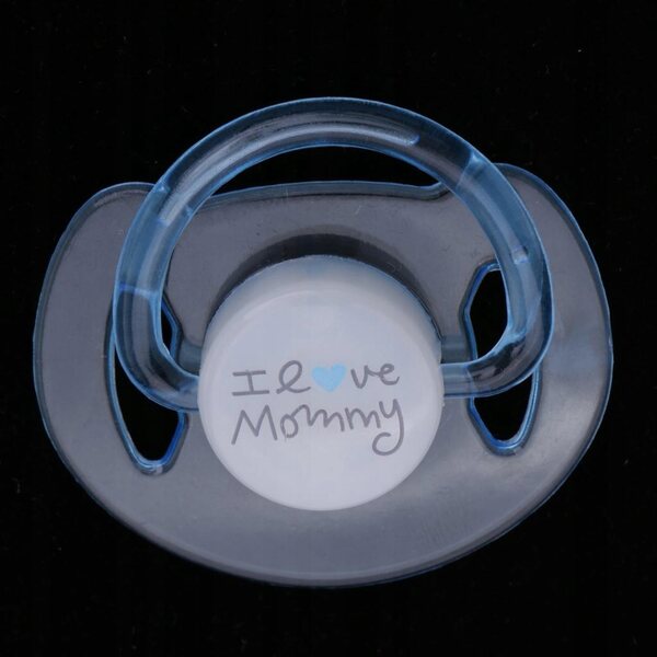 Magnetische fopspeen voor herboren babypop, gemaakt van ABS-materiaal, donker transparant en blauw