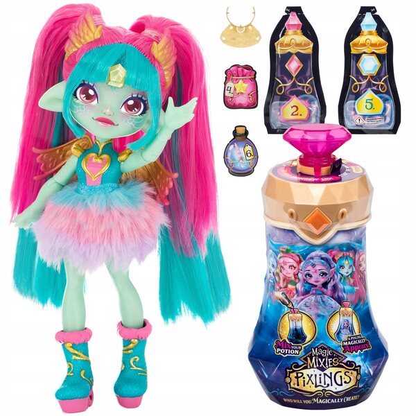 Magic Mixies Pixlings Amber Dragon: Puppe mit Trankset und beweglichen Teilen