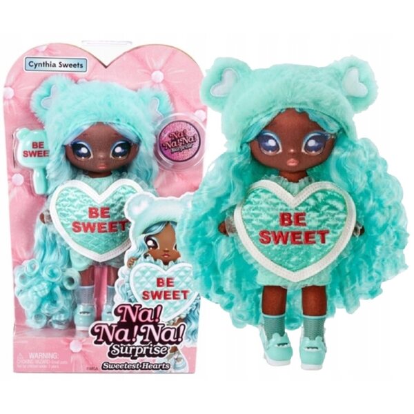 Minipuppe Na!Na!Na! Überraschte Cynthia Sweets mit gefärbten Haaren und herzförmigem Kleid