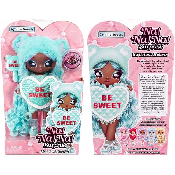 Mini bambola Na!Na!Na! Sorpresa Cynthia Sweets con capelli colorati e abito a cuore