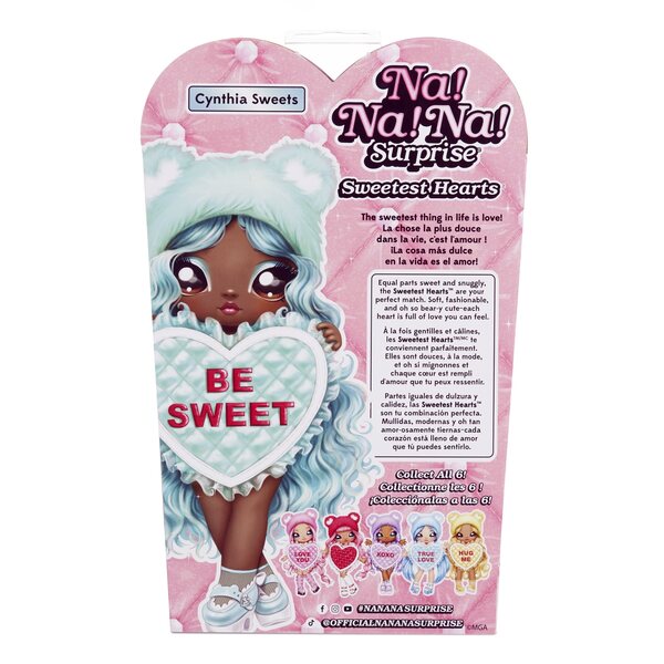 Mini bambola Na!Na!Na! Sorpresa Cynthia Sweets con capelli colorati e abito a cuore
