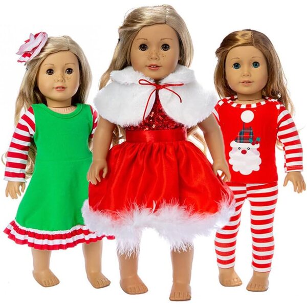 Vestiti Natalizi per Bambole Americane 18 Pollici - Set Babbo Natale e Alce