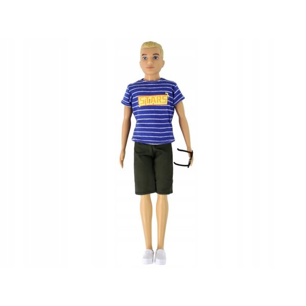 Bambola Kevin ragazzo biondo 31 cm con occhiali e abbigliamento alla moda
