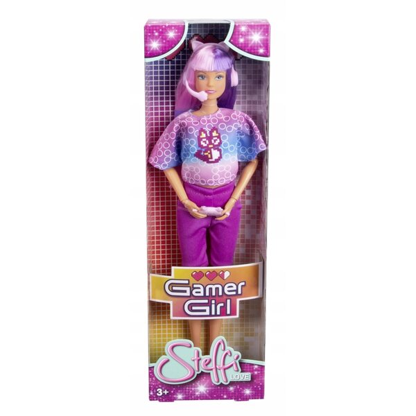 Steffi Love Gamer Girl: bambola moda con capelli colorati e accessori gaming 32 cm
