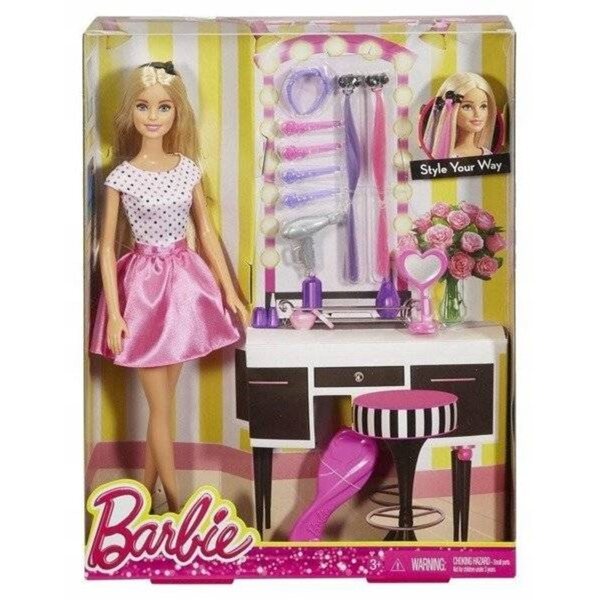 Barbie mit Haarstyling-Zubehör – Kreativspiel 3+