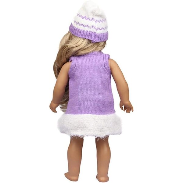 Kleidung für amerikanische Puppen 18 Zoll – Strickkleid mit Schwanenhut, 2-teilig
