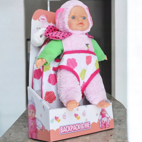 Bambolotto in gomma da 30 cm con zainetto, perfetto per bambini dai 18 mesi in su