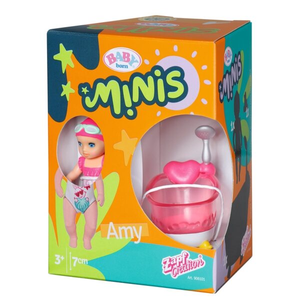 Baby Born Minis Amy mit Wanne und Ente – Puppe 7 cm