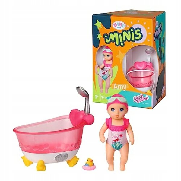 Baby Born Minis Amy con Vaschetta e Papera - Bambola 7 cm