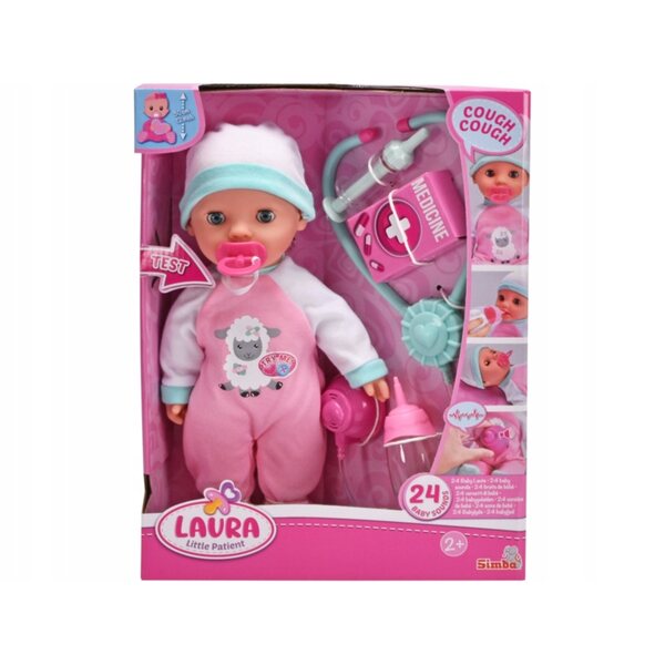 Simba Laura Kleine Patientenpuppe 30 cm mit medizinischem Zubehör für Kinder ab 2 Jahren