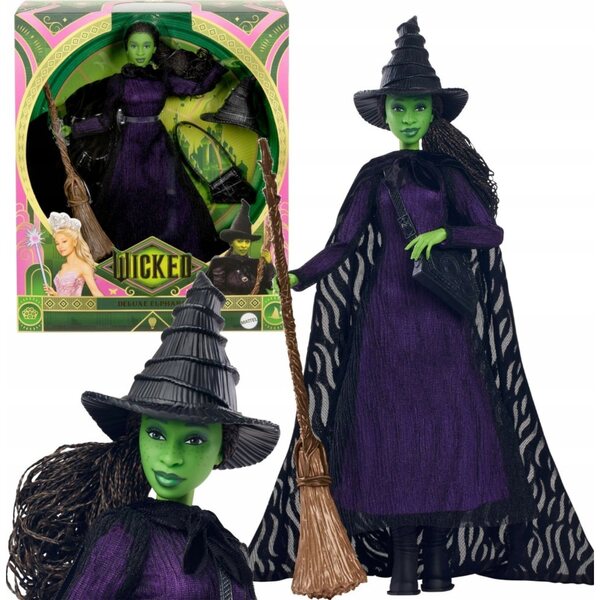 Колекционерски комплект кукли Wicked Elphaba Deluxe Mattel с автентични детайли