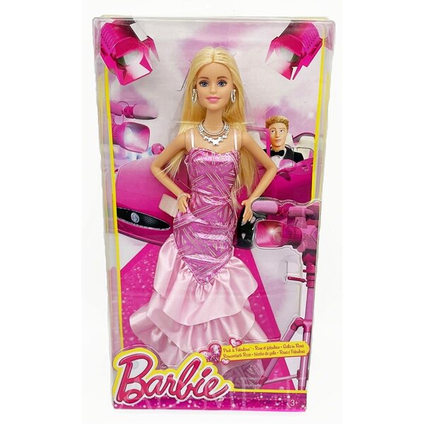 MATTEL LALKA BARBIE MODNY BAL PIĘKNA SUKNIA RYBKA Z FALBANAMI
