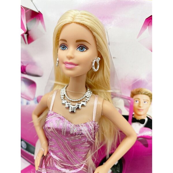 MATTEL LALKA BARBIE MODNY BAL PIĘKNA SUKNIA RYBKA Z FALBANAMI