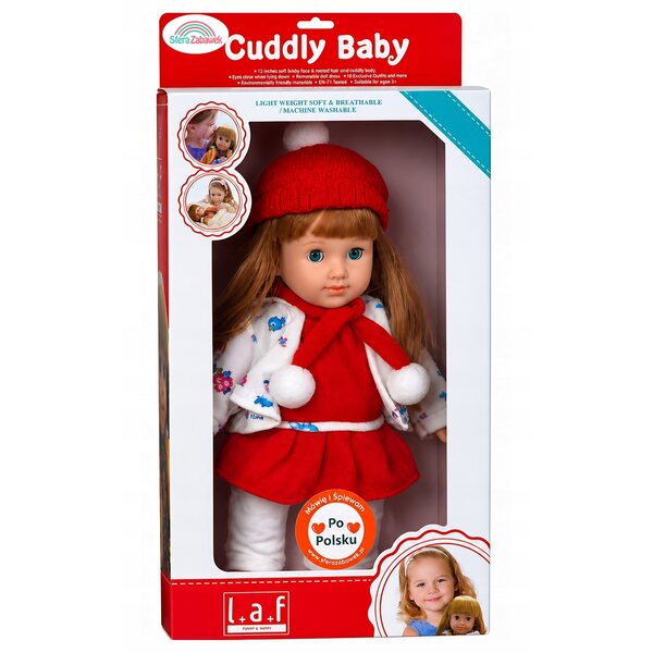 Bambolina Martynka, 37 cm, morbida, interattiva, vestito invernale, sicura