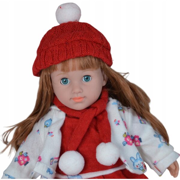 Bambolina Martynka, 37 cm, morbida, interattiva, vestito invernale, sicura