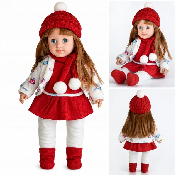 Bambolina Martynka, 37 cm, morbida, interattiva, vestito invernale, sicura