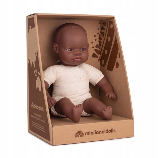 Afrikanische Puppe mit weichem Bauch 32 cm Miniland mit Vanillearoma