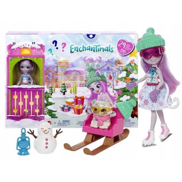 Enchantimals Adventskalender mit 24 Überraschungen und Sybill Snow Leopard Puppe