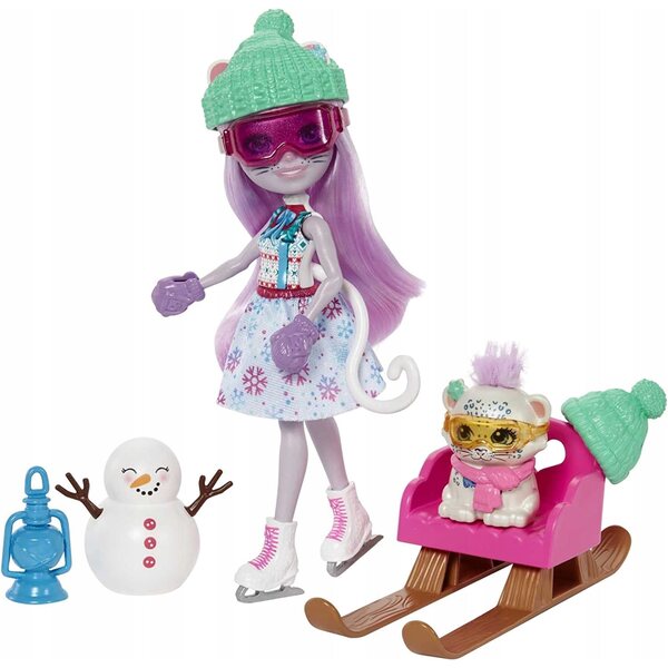 Enchantimals Adventskalender mit 24 Überraschungen und Sybill Snow Leopard Puppe