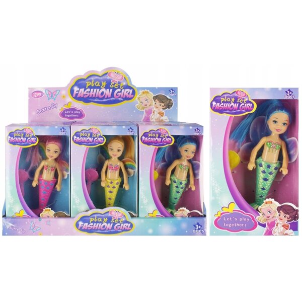 Bambola Sirena Mini 15 cm con Coda Brillante e Capelli Colorati per Bambini