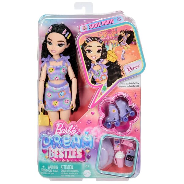 Barbie Dream Besties Renee su Wrotki con Accessori per Bambine dai 4 Anni