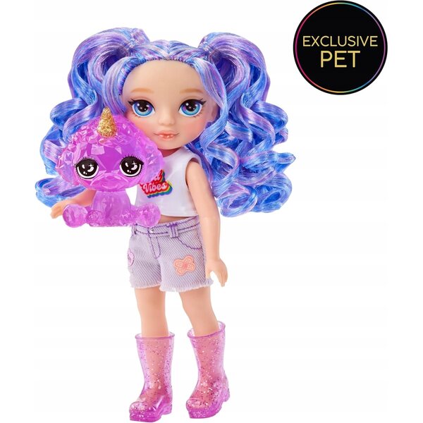 Rainbow High Littles Dolls Amethyst mit Zubehör, Puppe 14 cm