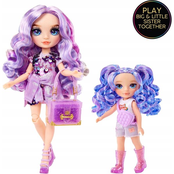 Rainbow High Littles Dolls Amethyst mit Zubehör, Puppe 14 cm
