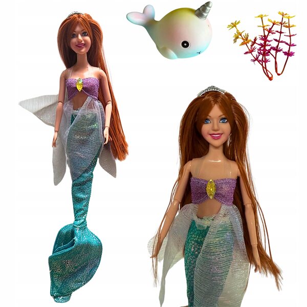 Magica Bambola Sirena Principessa con Delfino Giocattolo per Bambine da 3+
