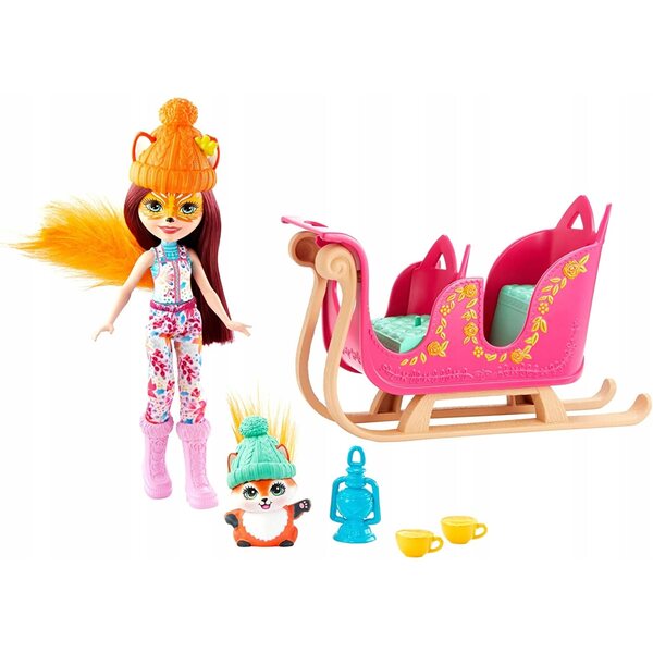 Enchantimals Felicity Fox mit Winter Sanie und Zubehör für Kinder ab 4 Jahren