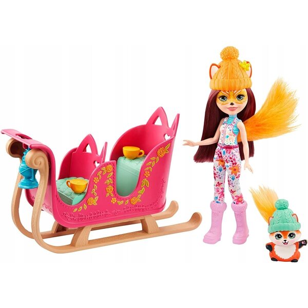 Enchantimals Felicity Fox mit Winter Sanie und Zubehör für Kinder ab 4 Jahren