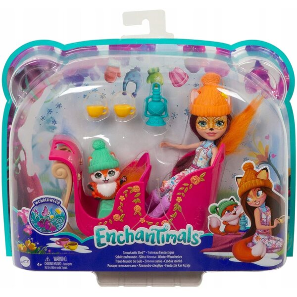 Enchantimals Felicity Fox mit Winter Sanie und Zubehör für Kinder ab 4 Jahren