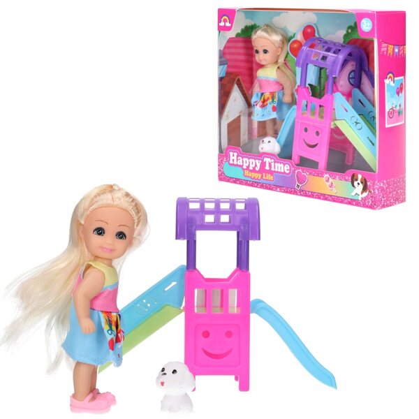 Lalka mini + zjeżdżalnia piesek 4982