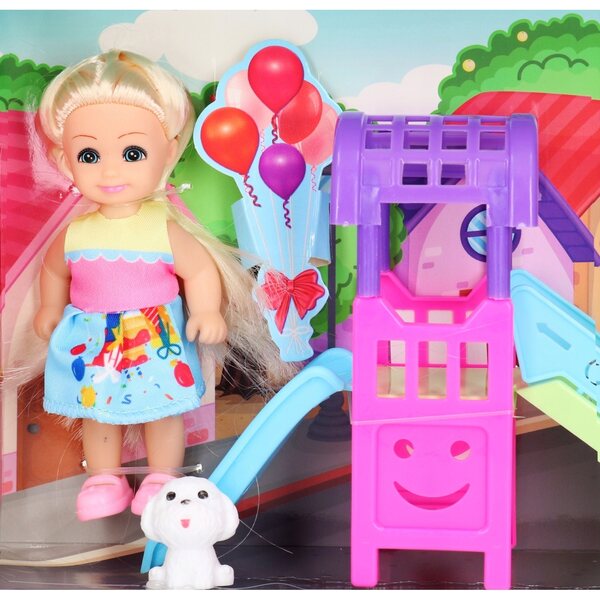 Lalka mini + zjeżdżalnia piesek 4982