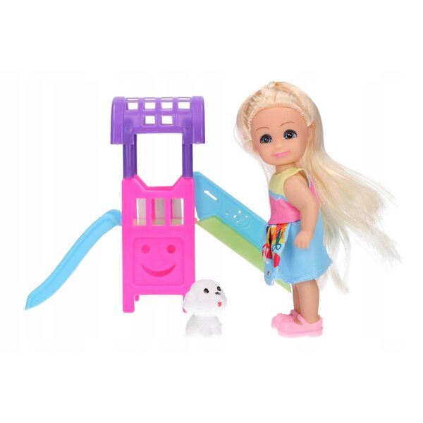 Lalka mini + zjeżdżalnia piesek 4982