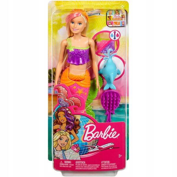 Barbie Zaczarowana Syrenka mit Delphin und Farbwechsler – Spielzeug für Kinder ab 3 Jahren