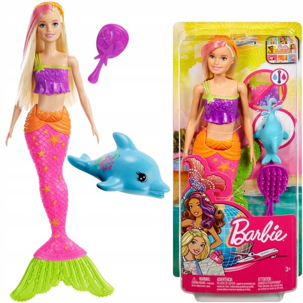 Barbie Zaczarowana Syrenka mit Delphin und Farbwechsler – Spielzeug für Kinder ab 3 Jahren