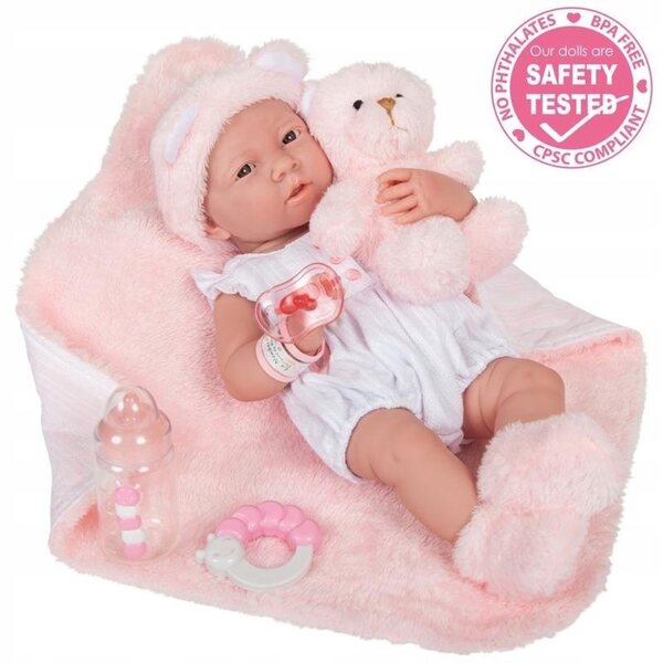 Bambola Berenguer bambina 38 cm vinile, accessori inclusi, made in Spain