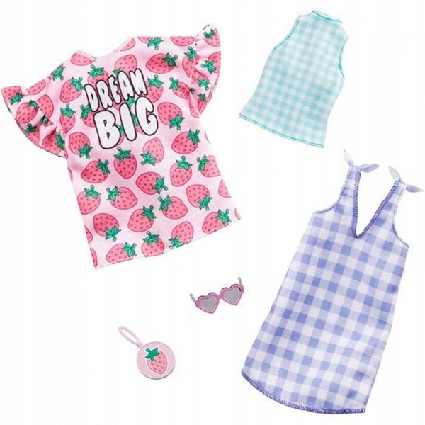 Set mit 2 Barbie-Kleidern mit Modeaccessoires für Kinder ab 3 Jahren Mattel