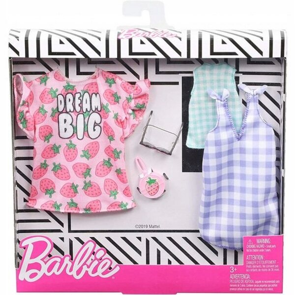 Set mit 2 Barbie-Kleidern mit Modeaccessoires für Kinder ab 3 Jahren Mattel