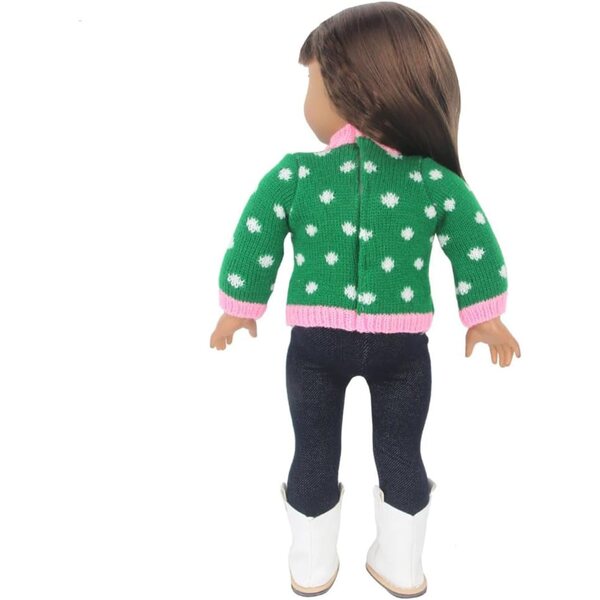 Vestiti Natalizi per Bambole Americane 18 Pollici - Set 2 Pezzi Verde Invernale
