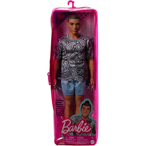 Ken Fashionistas Barbie mit gemustertem T-Shirt und trendigem Look für Kinder ab 3 Jahren