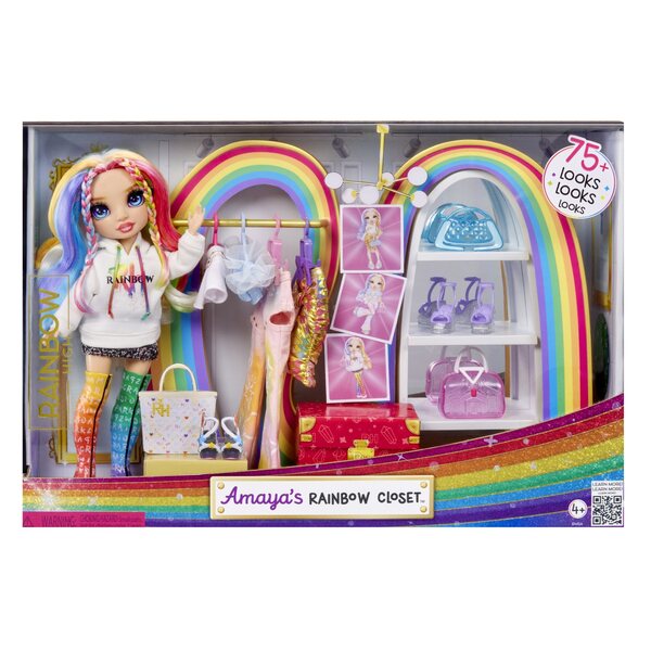 Rainbow High bambola fashion 3 in 1 con guardaroba arcobaleno e accessori per bambini