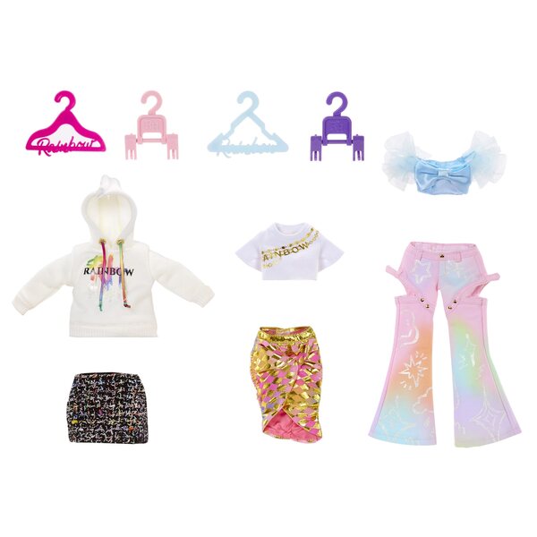 Rainbow High bambola fashion 3 in 1 con guardaroba arcobaleno e accessori per bambini