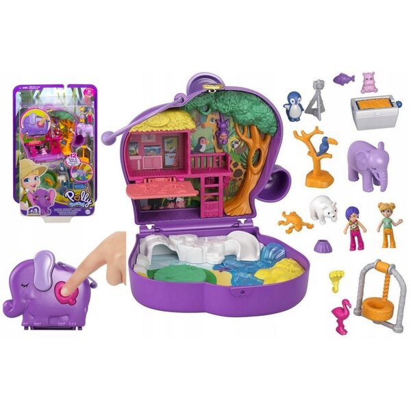 Polly Pocket Elephant Adventure Set avec boîte et accessoires GTN22 pour enfants
