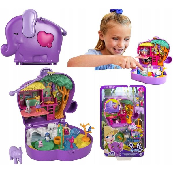 Polly Pocket Elephant Adventure Set avec boîte et accessoires GTN22 pour enfants