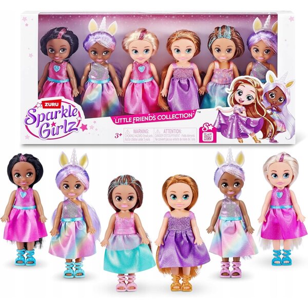 Комплект Sparkle Girlz 6 принцеси с подвижни стави и цветни рокли