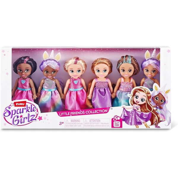 Sparkle Girlz Set 6 Principesse con Articolazioni Mobili e Abiti Colorati