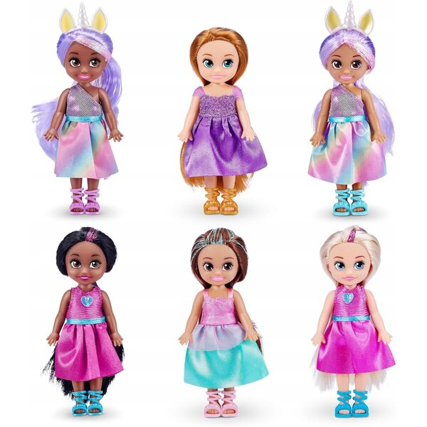 Sparkle Girlz Set 6 Principesse con Articolazioni Mobili e Abiti Colorati